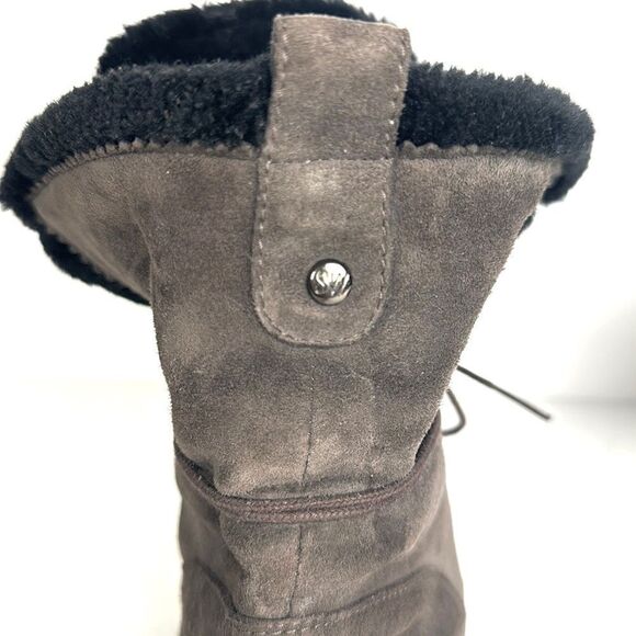 Stuart Weitzman Suede Faux Fur Lining Ankle Combat Lace Up Boots size 7 - Picture 9 of 16
